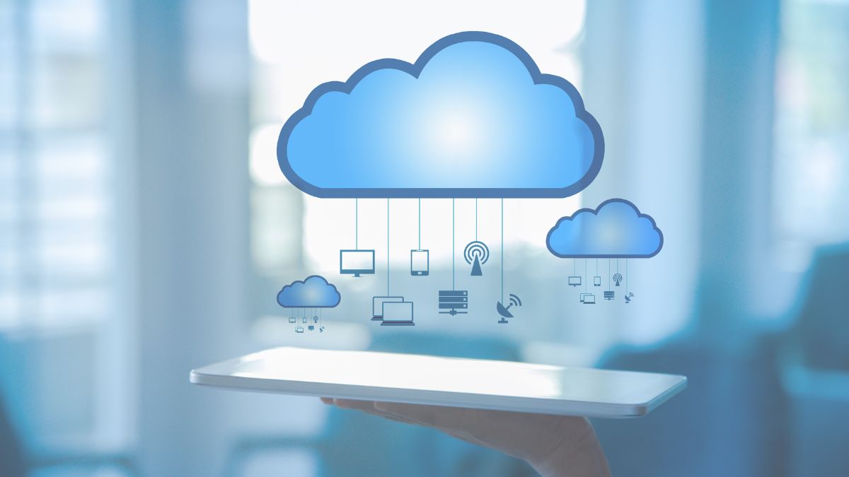 Illustration of cloud computing for virtual desktops